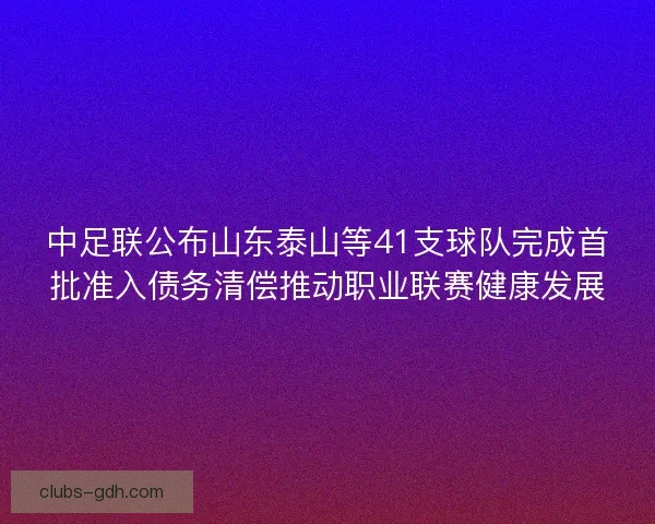 中足联公布山东泰山等41支球队完成首批准入债务清偿推动职业联赛健康发展